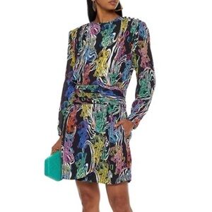 DUNDAS Dress Ruched Print Crepe Mini